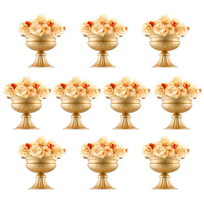 10 STK 16cm/6.3” Bröllopsblommorvas Metall Guld Blomstativ för bord