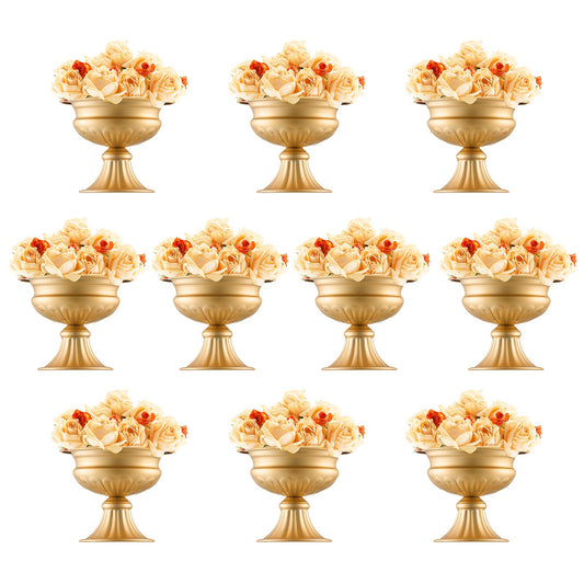 10 STK 16cm/6.3” Bröllopsblommorvas Metall Guld Blomstativ för bord