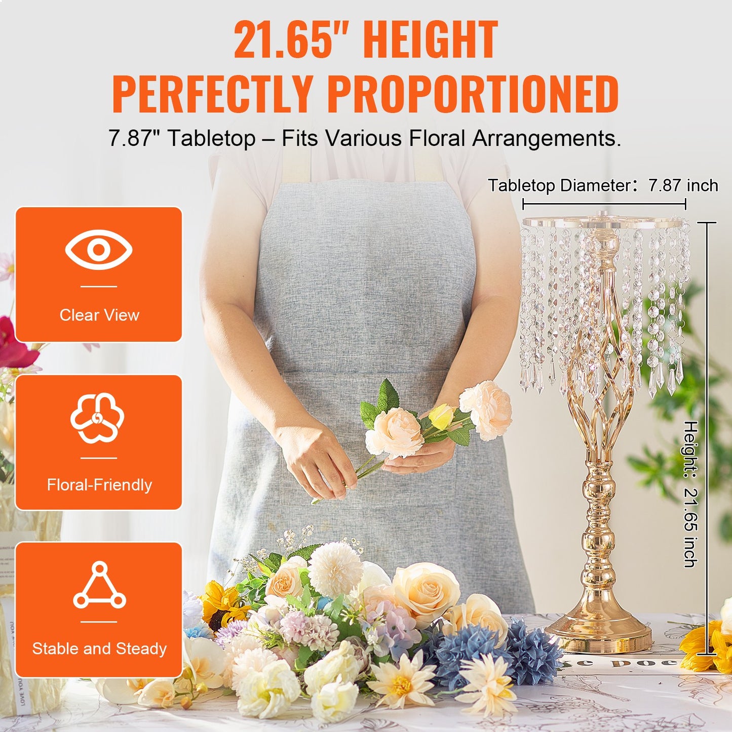 10 STÜCKE 55 cm/21,65 ”Hoch Kristall Hochzeit Blume Stehen Vase für Party Dekoration