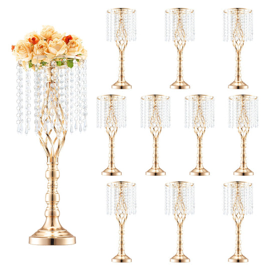 10 STK 55 cm/21,65” Tall Crystal Bröllop Blomsterställ Vas för festdekoration