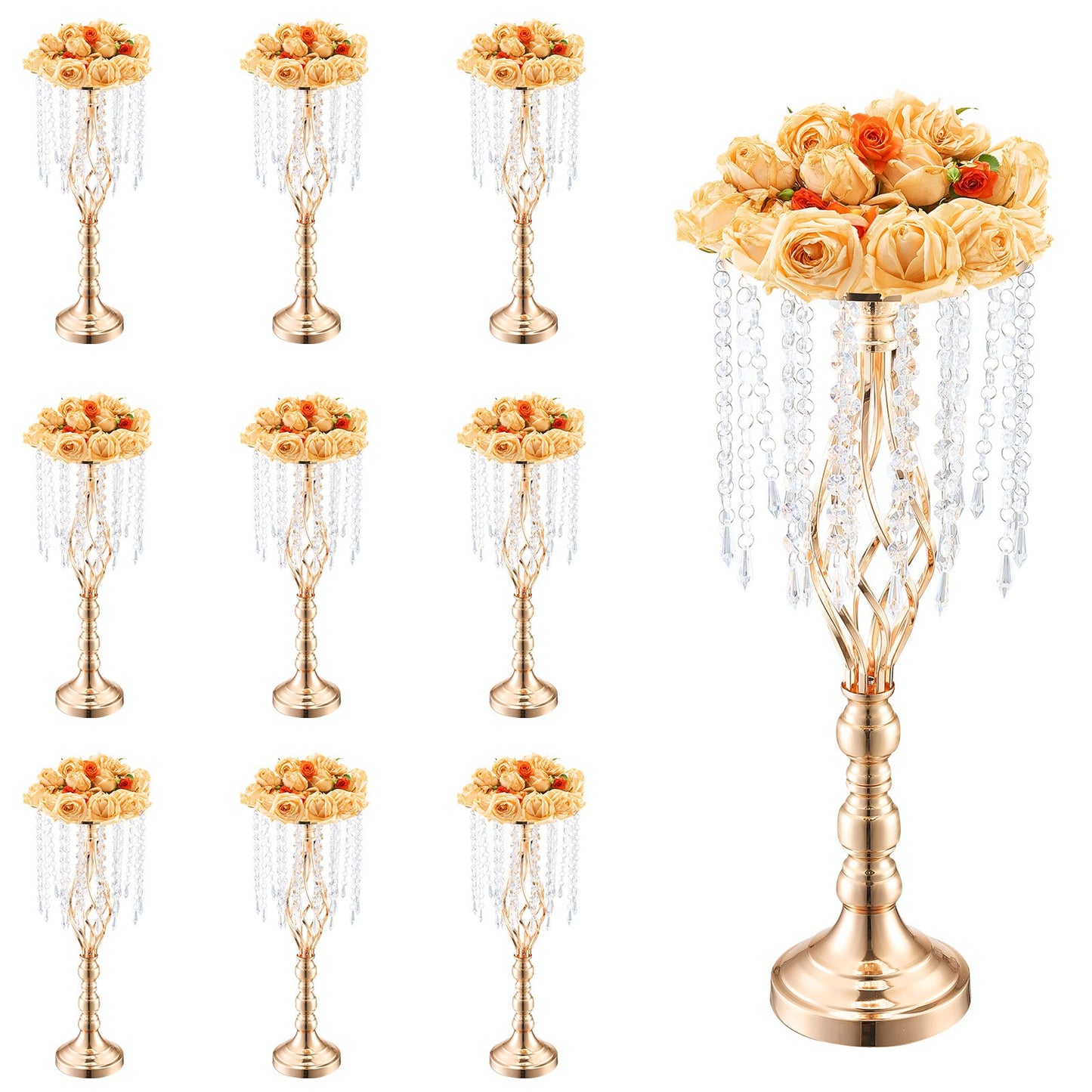 10 STÜCKE 55 cm/21,65 ”Hoch Kristall Hochzeit Blume Stehen Vase für Party Dekoration
