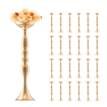 24 STK 50cm/19,7” Bröllopsblommavas Metall Guld Blomsterställ för bord