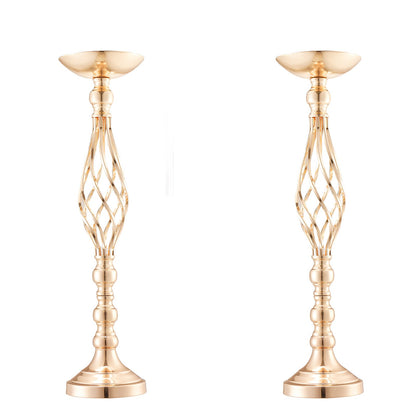 20ST 58cm/22,83” Bröllopsblommorvas Metall Guld Blomstativ för bord