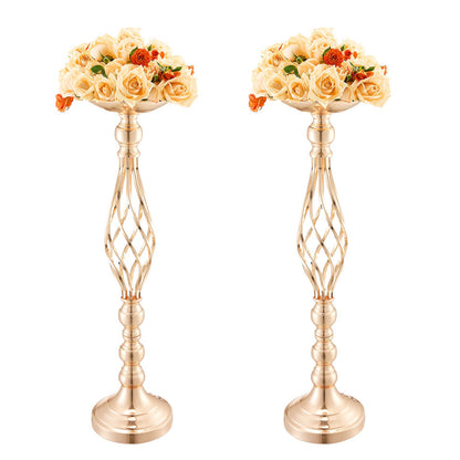 20ST 58cm/22,83” Bröllopsblommorvas Metall Guld Blomstativ för bord
