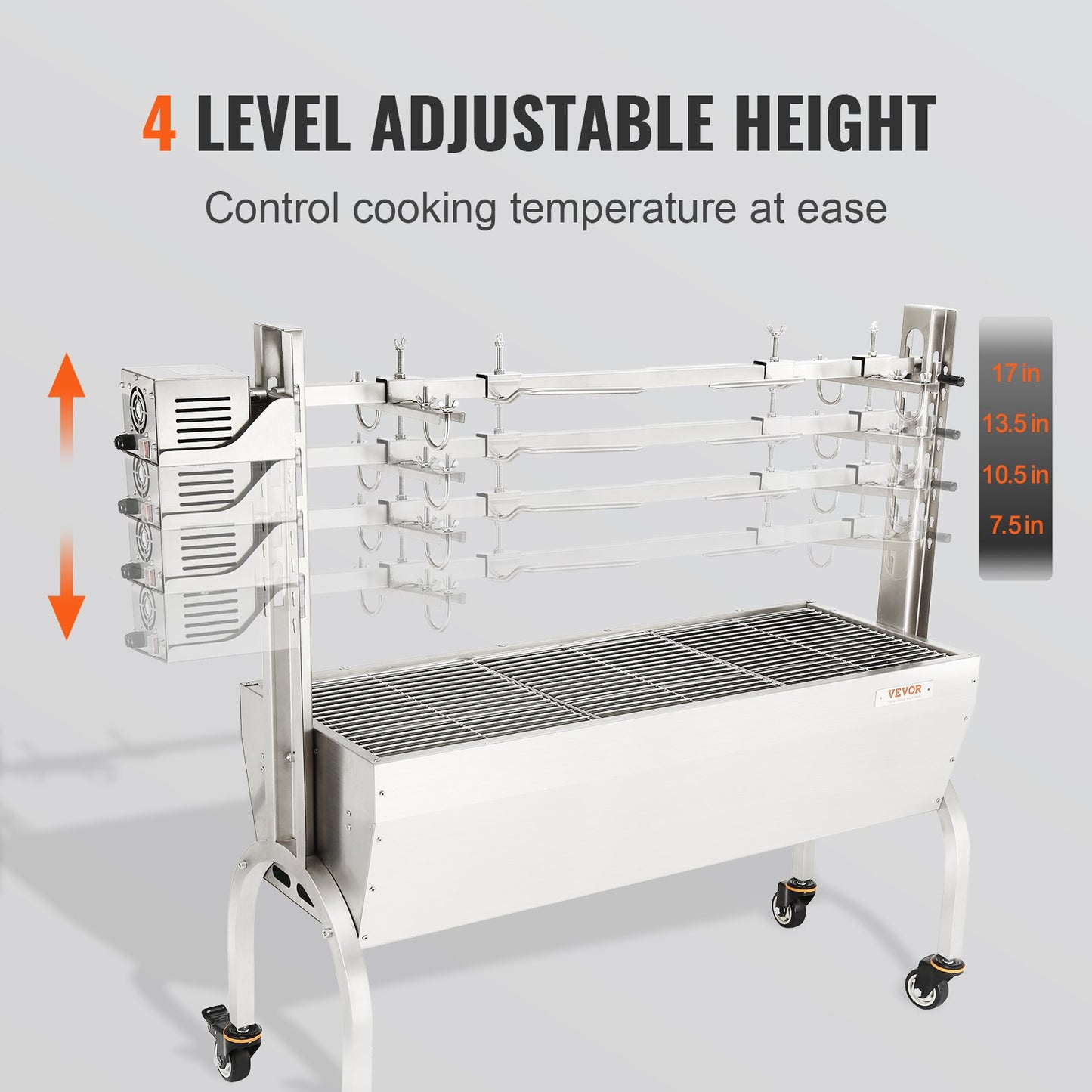 Roaster Spit Rotisserie BBQ Grill Whole Pig Lamb Chicken Roast 50W 90LBS