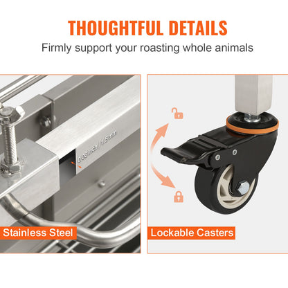 Roaster Spit Rotisserie BBQ Grill Whole Pig Lamb Chicken Roast 50W 90LBS