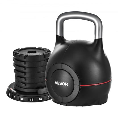 Justerbar Kettlebell med 7 viktnivåer 2/5/8/11/14/17/20 kg (Svart) |  EU