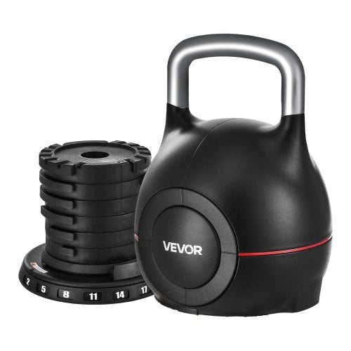 Justerbar Kettlebell med 7 viktnivåer 2/5/8/11/14/17/20 kg (Svart) |  EU