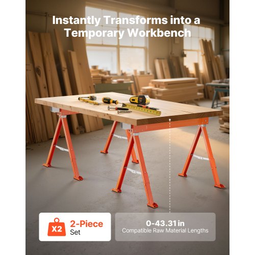 Såghästar 2-pack Arbetsbänk Kraftig 1323 lbs Kapacitet för Träbearbetning |  EU