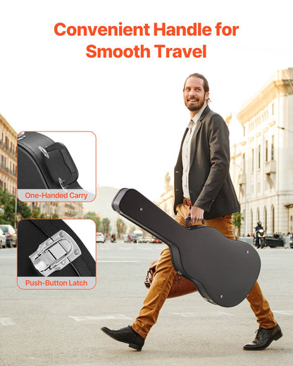 Acoustic guitar hard case 43.31 in with lock and keys for acoustic guitar