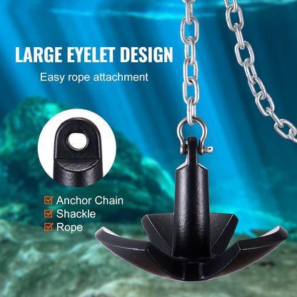 River Anchor, 30 LBS Båtankare Gjutjärn Svart Vinylbelagd, marinklassad svampankare för båtar upp till 30 fot, imponerande hållkraft i flod- och lerbottensjöar
