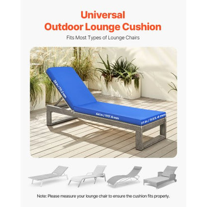 Chaise lounge cushion with straps 190 x 51 cm, waterproof, thick | EU