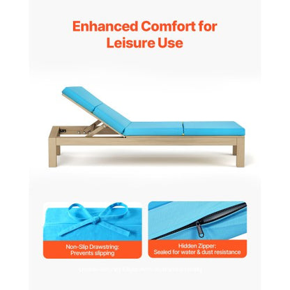 Set of 2 outdoor chaise lounge cushions, 190 x 51 cm, waterproof, thick | EU