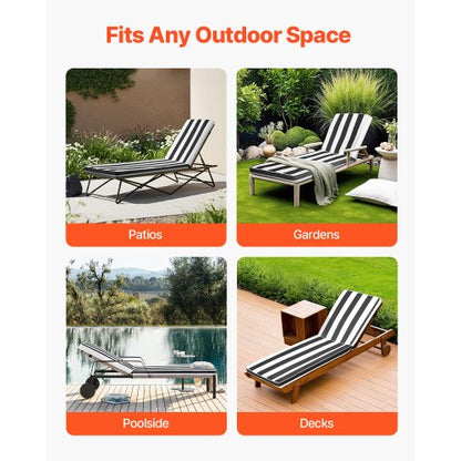 Set of 2 outdoor chaise lounge cushions, 190 x 51 cm, waterproof, thick | EU