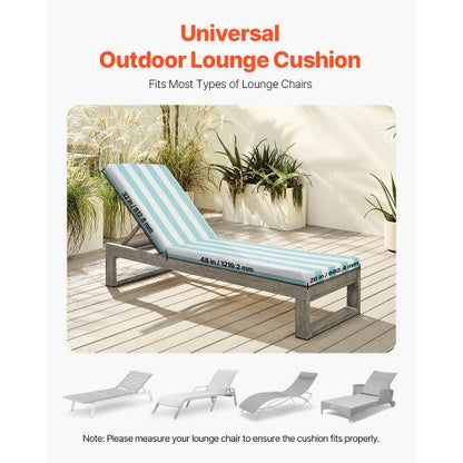 Set of 2 outdoor chaise lounge cushions, waterproof, 200 x 60 cm | EU