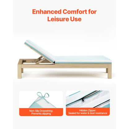 Set of 2 outdoor chaise lounge cushions, waterproof, 200 x 60 cm | EU