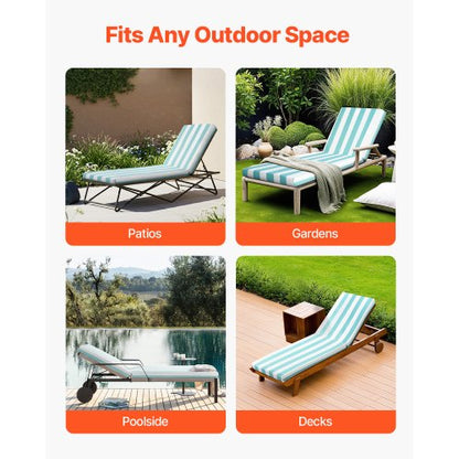 Set of 2 outdoor chaise lounge cushions, waterproof, 200 x 60 cm | EU