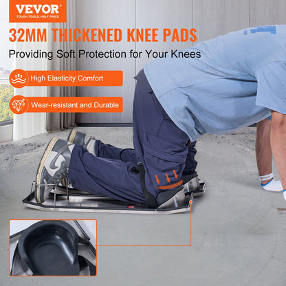 Betong Knee Boards Slider Knee Boards 28” x 8” Kneeler Board Rostfritt stål Kneedboards Betong Sliders Par rörliga skjutreglage med betong knäskydd & bräde band för betongfinish