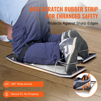 Betong Knee Boards Slider Knee Boards 28” x 8” Kneeler Board Rostfritt stål Kneedboards Betong Sliders Par rörliga skjutreglage med betong knäskydd & bräde band för betongfinish