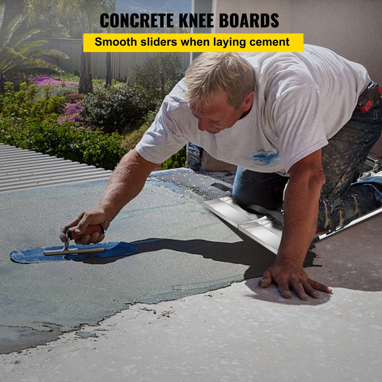 Betong Knäbrädor 30'' x 8'' Slider Knee Boards, Kneeler Board Rostfritt stål Kneeboards, Betongreglage Par rörliga skjutreglage, med betongbrädesband för cement och betongfinishi