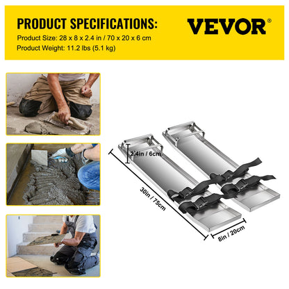 Betong Knäbrädor 30'' x 8'' Slider Knee Boards, Kneeler Board Rostfritt stål Kneeboards, Betongreglage Par rörliga skjutreglage, med betongbrädesband för cement och betongfinishi