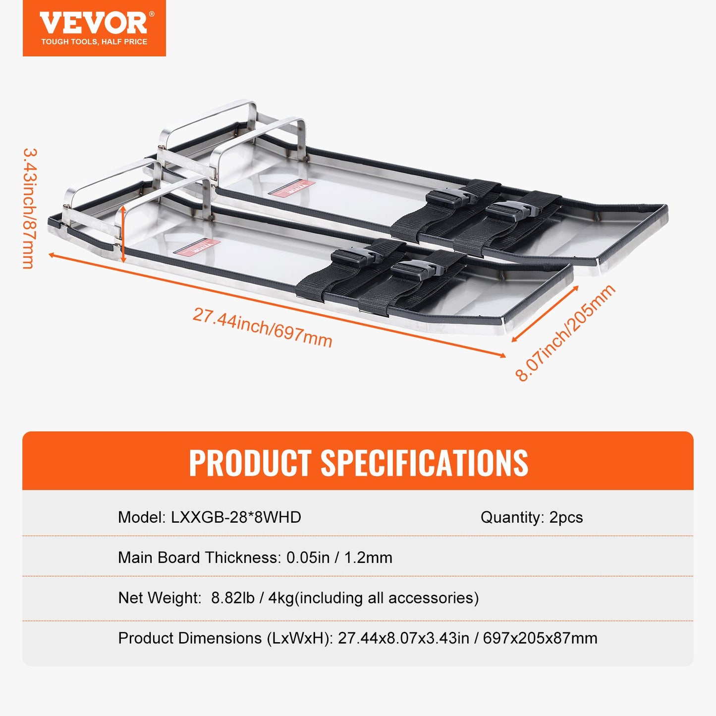 Betong Knäbrädor Rostfritt stål, 28'' x 8'' Betongslider, Knä Brädor för Betong, Betong Knäskydd Par rörliga skjutreglage, med brädband för cement och betong efterbehandling