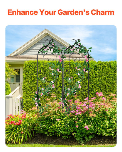 2-pack metal garden trellis for climbing plant support 60x15 in rustproof