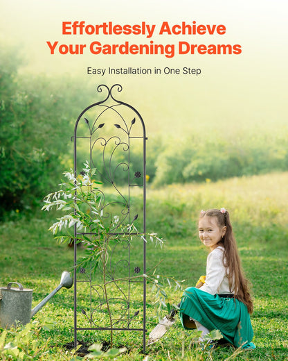 2-pack metal garden trellis for climbing plant support 60x15 in rustproof