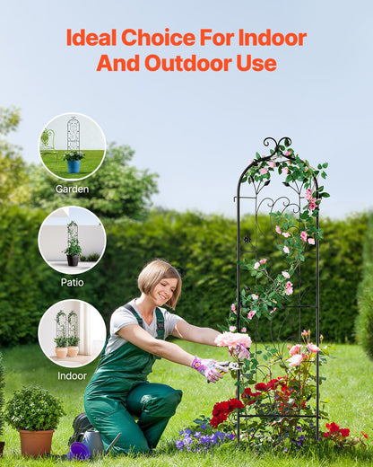 2-pack metal garden trellis for climbing plant support 60x15 in rustproof