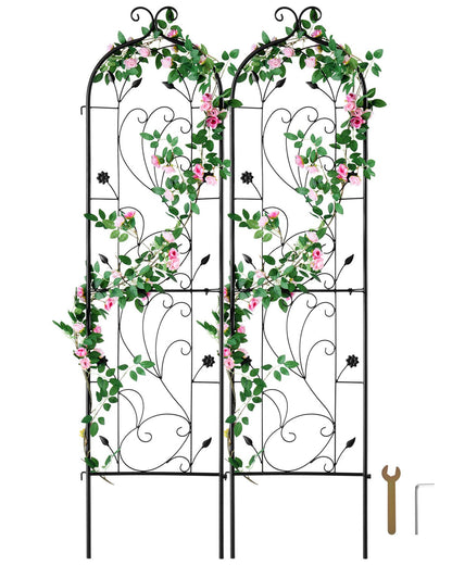 2-pack metal garden trellis for climbing plant support 60x15 in rustproof