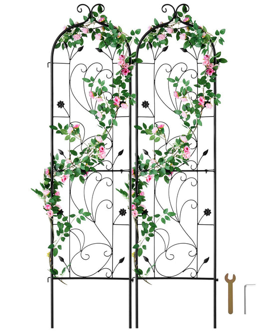 2-pack metal garden trellis for climbing plant support 60x15 in rustproof