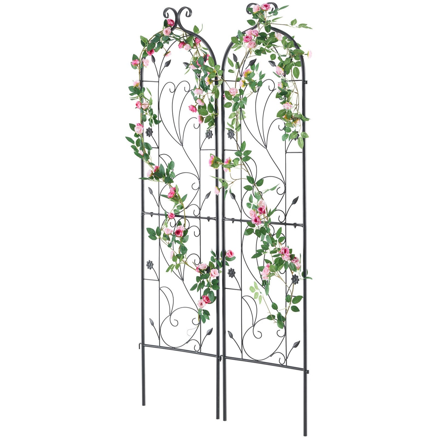2-pack metal garden trellis for climbing plant support 60x15 in rustproof