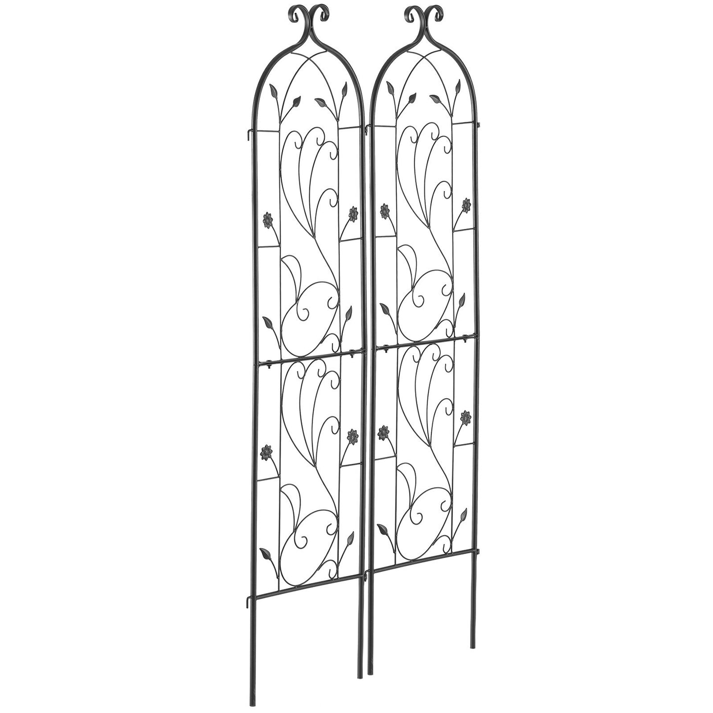 2-pack metal garden trellis for climbing plant support 60x15 in rustproof