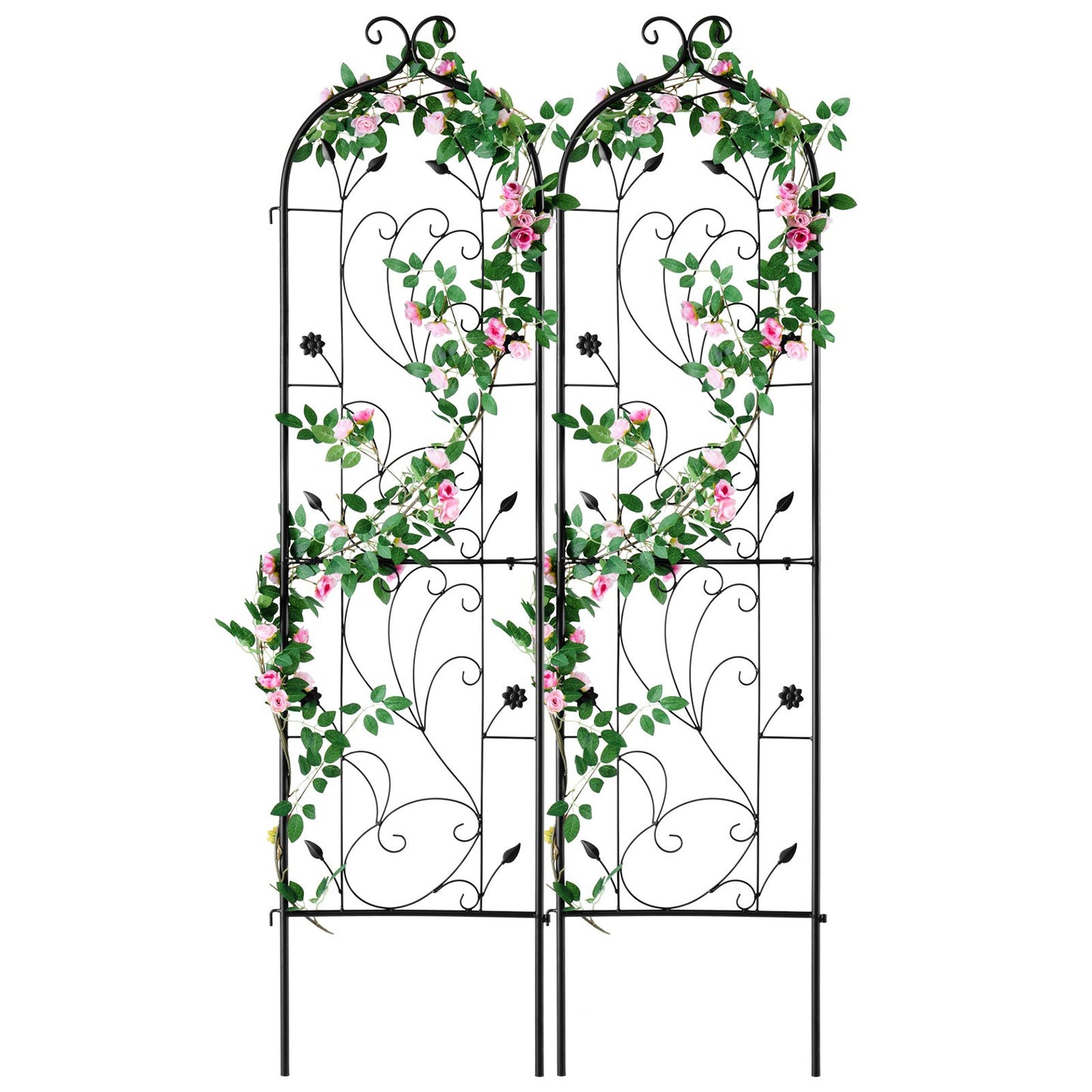2-pack metal garden trellis for climbing plant support 60x15 in rustproof