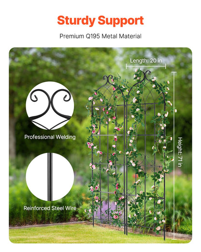 2-pack metal garden trellis for climbing plant support 71x20 in rustproof