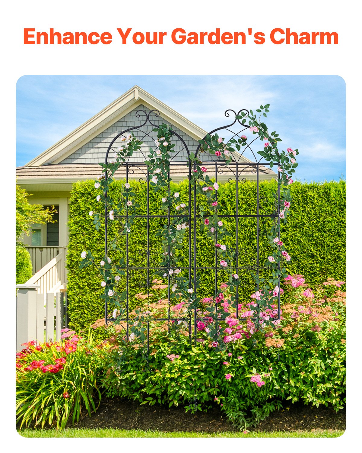 2-pack metal garden trellis for climbing plant support 71x20 in rustproof
