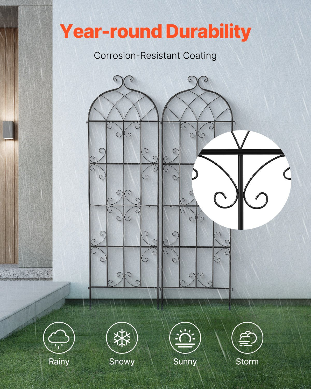 2-pack metal garden trellis for climbing plant support 71x20 in rustproof