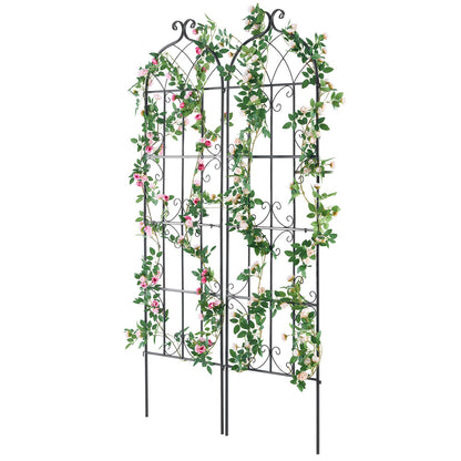 2-pack metal garden trellis for climbing plant support 71x20 in rustproof