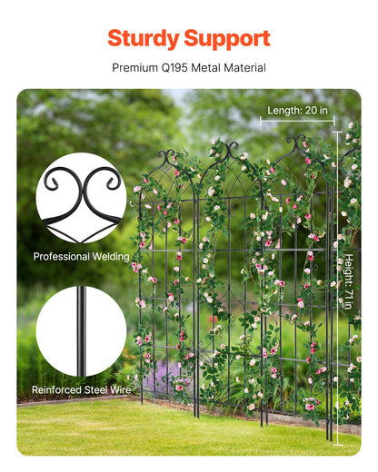 4-pack metal garden trellis for climbing plant support 71x20 in rustproof