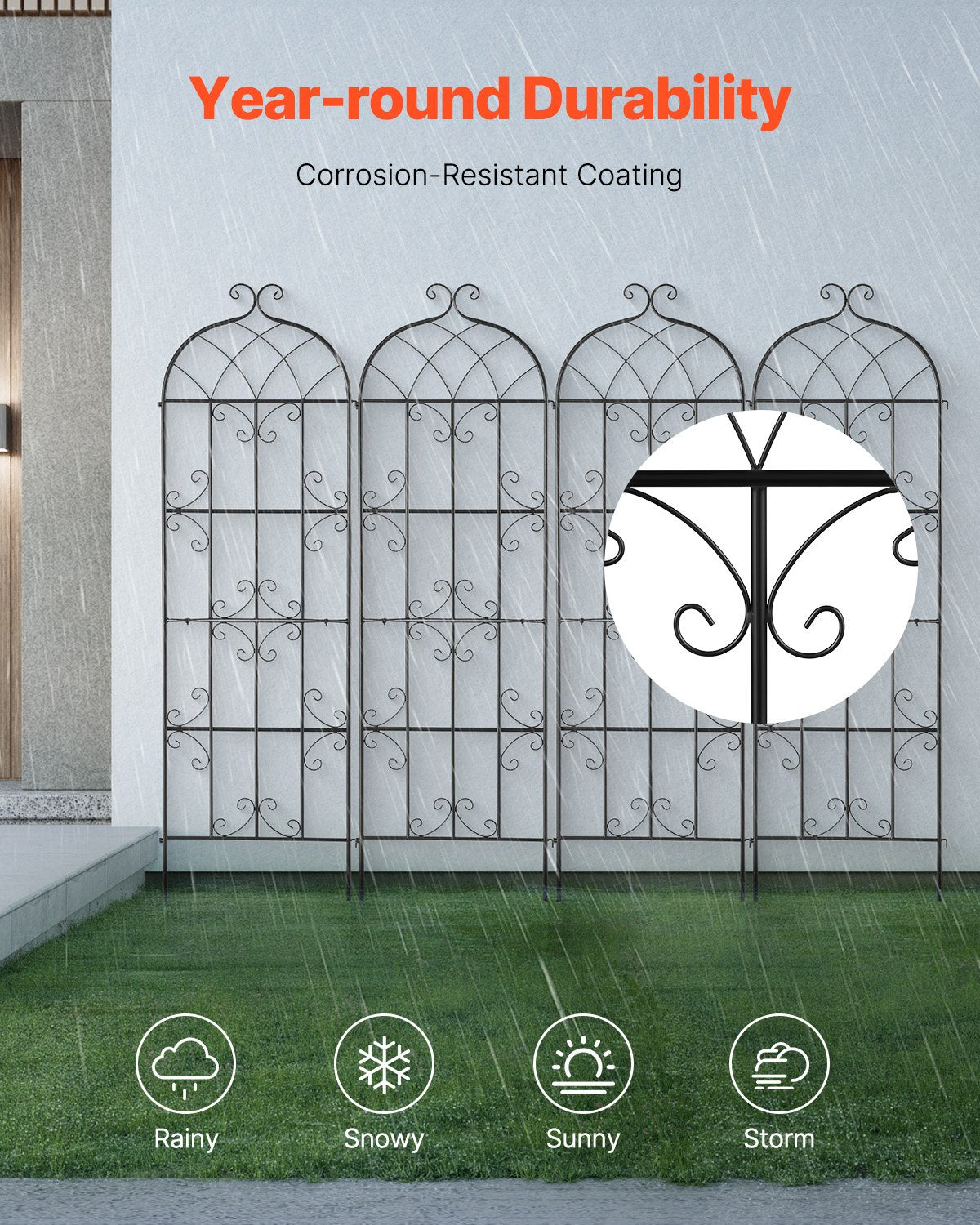 4-pack metal garden trellis for climbing plant support 71x20 in rustproof
