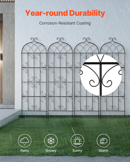 4-pack metal garden trellis for climbing plant support 71x20 in rustproof