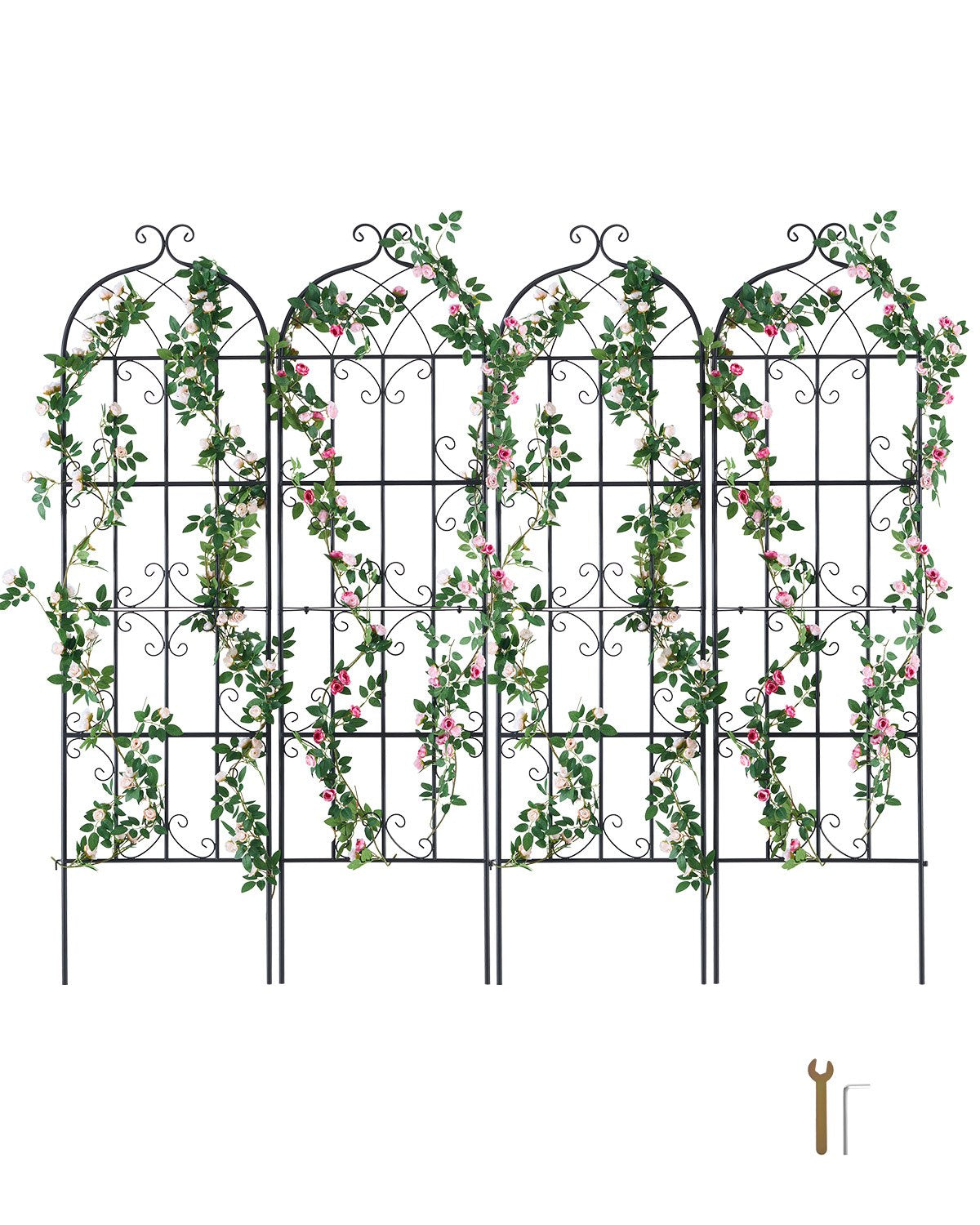 4-pack metal garden trellis for climbing plant support 71x20 in rustproof