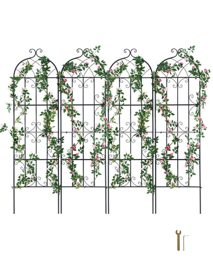 4-pack metal garden trellis for climbing plant support 71x20 in rustproof