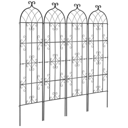 4-pack metal garden trellis for climbing plant support 71x20 in rustproof