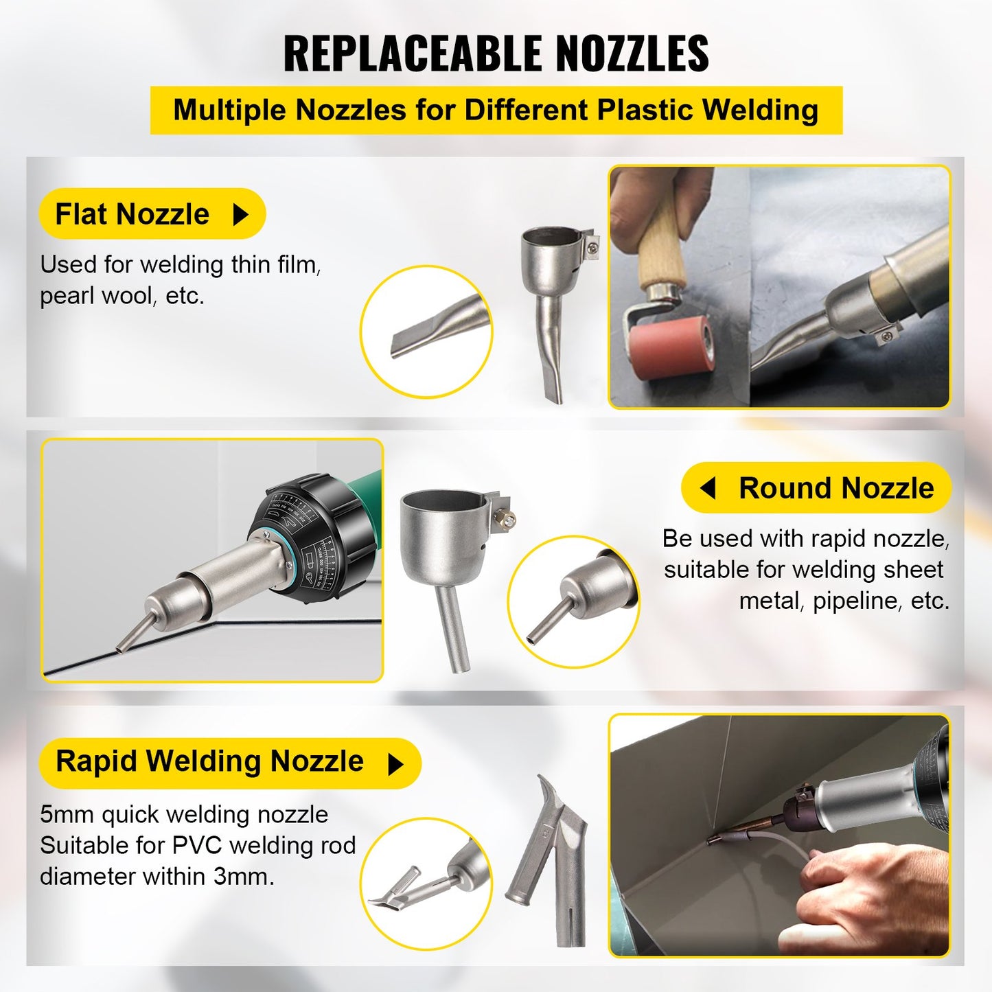 Ceiling welder, 8 pcs PVC welding gun, 1600W hot air plastic welder, 220V PVC heat gun, plastic welder with mica tube heating core, stepless temperature control 104-1112 °F Plastic welding kit