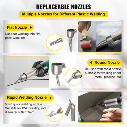 Ceiling welder, 8 pcs PVC welding gun, 1600W hot air plastic welder, 220V PVC heat gun, plastic welder with mica tube heating core, stepless temperature control 104-1112 °F Plastic welding kit