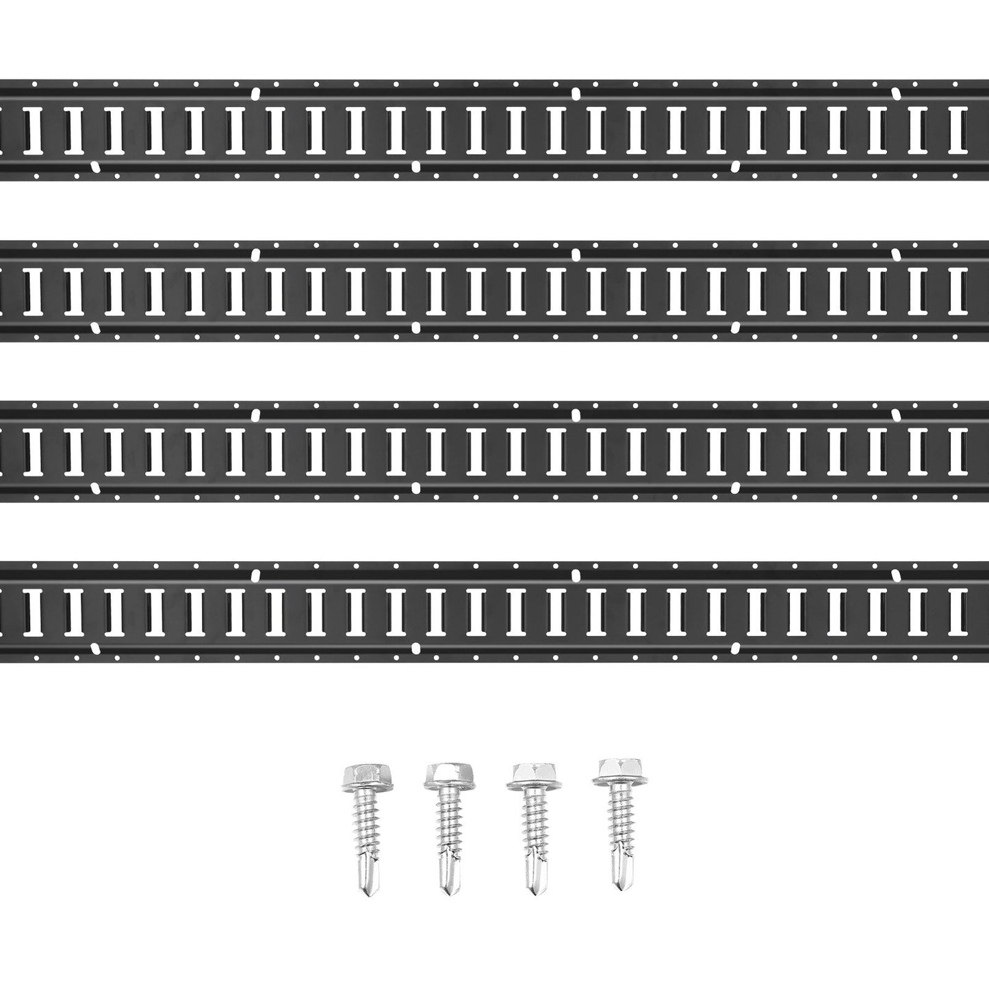 E Track Tie Down Rail Kit, 5' stålskenor, 4-pack, säker last och tung last upp till 2000 lbs, Heavy Duty Etrack-skenor med skruvar för garage, skåpbilar, släpvagnar, motorcykelfästen, ATV-fästen