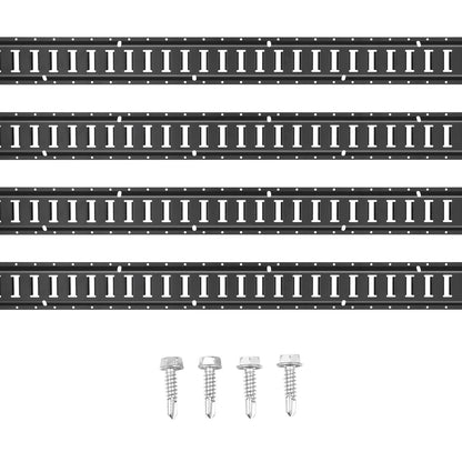 E Track Tie Down Rail Kit, 5' stålskenor, 4-pack, säker last och tung last upp till 2000 lbs, Heavy Duty Etrack-skenor med skruvar för garage, skåpbilar, släpvagnar, motorcykelfästen, ATV-fästen