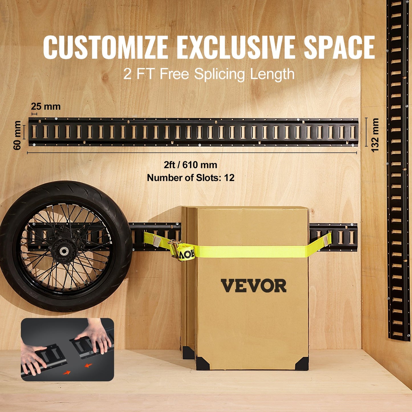 E Track Tie Down Rail Kit, 2' stålskenor, 4-pack, säker last och tunga laster upp till 2000 lbs, Heavy Duty Etrack-skenor med skruvar för garage, skåpbilar, släpvagnar, motorcykelfästen, ATV-fästen