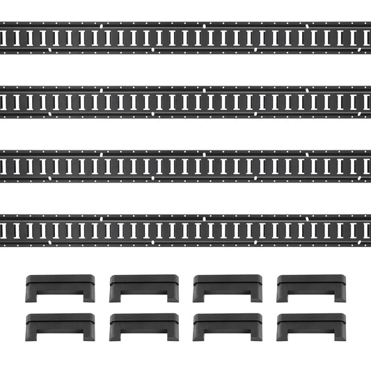 E Track Tie Down Rail Kit, 2' stålskenor, 4-pack, säker last och tunga laster upp till 2000 lbs, Heavy Duty Etrack-skenor med skruvar för garage, skåpbilar, släpvagnar, motorcykelfästen, ATV-fästen